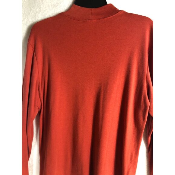 Southern Lady Womens Long Sleeve Mock Neck Top Rust Red L - Picture 9 of 10